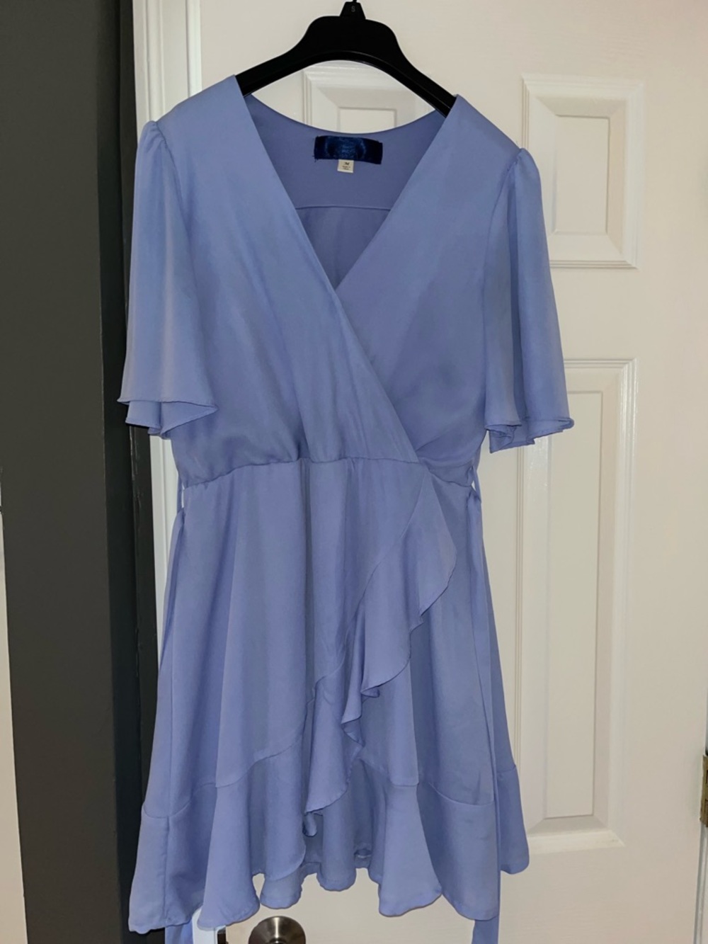 Light Blue Ruffle Wrap Dress - Women